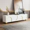 Comanlai Meuble TV 170 cm, meuble TV Lowboard, avec portes texturées, décorations dorées, pieds ronds dorés et étagères incluses