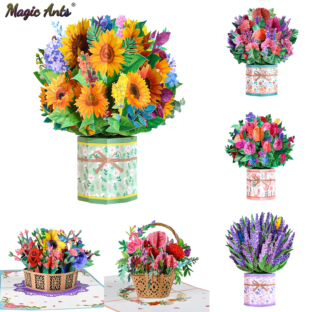 Pop-Up Blume Karte Flora 3D Gruß Karte für Geburtstag Mütter Vater der Tag Graduation Hochzeit Jahrestag Erhalten Gut sympathie Image