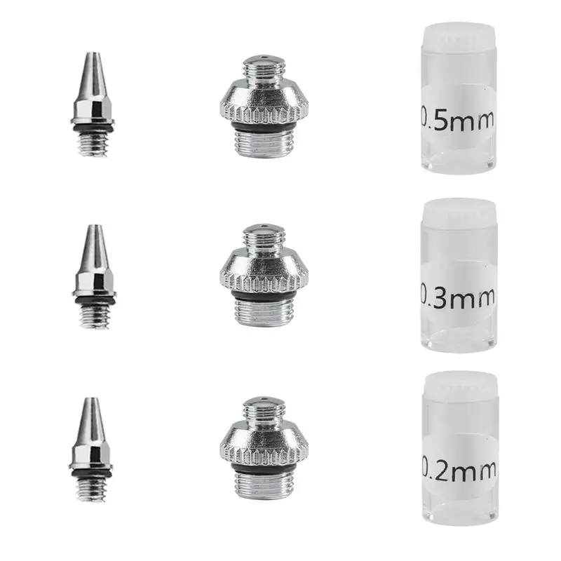 Airbrush-Düse der 180er-Serie, 0,2 mm, 0,3 mm, 0,5 mm, mit Kappen-Set, professionelle Düsen, Ersatzteile für SAGUD-Zubehör Image