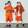 Kinder Hip Hop Kleidung setzt Brief Kurzarm Shirt Shorts Kinder Jungen Street Dance Kostüm Mädchen Jazz Performance Anzug