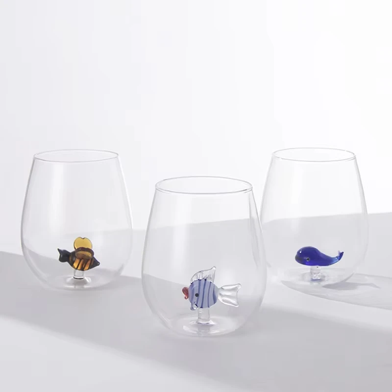 Niedlicher transparenter Borosilikatglas-Becher mit Cartoon-3D-Tier-Design, Haushaltsmilch, Saft, Wasserbecher für Kinder und Erwachsene Image