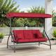 TLSUNNY 3-Seat Patio Swing Chair W/Adjustable Canopy & Backrest, Removable Seat Cushion, Convertible Porch Bed with Stand, 45° Adjustable Canopy, for Backyard, Poolside, Balcony, 750LBS