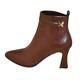 Chelsea Boots Women's with Heel Ankle Boots Women's Leather Elegant Short Boots with Back Zip Ankle High Leather Shoes High Top Combat Boots PU Leather Boots Winter Boots, brown, 2/2.5 UK