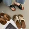 Flat Sandal Summer Solid-Color Flat Sandals Open Toe Outdoor Lightweight Non-Slip Slippers Casual Beach Women