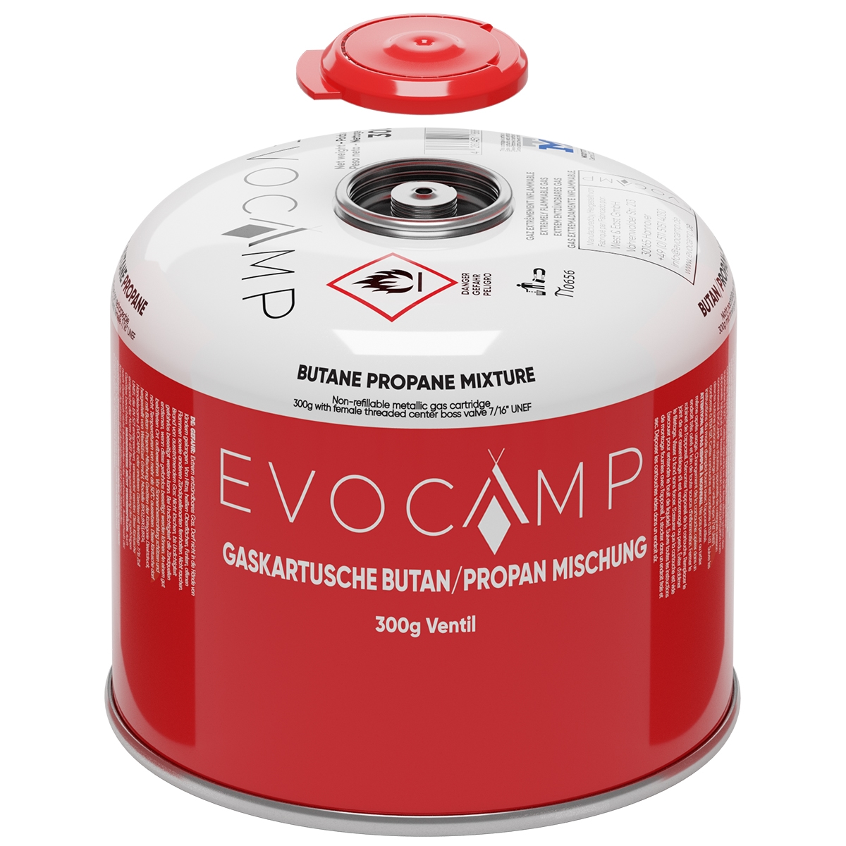 EVOCAMP 24x Propan Butan Gaskartusche 300g - Schraubkartusche passend für Weber Q100/1200 Image