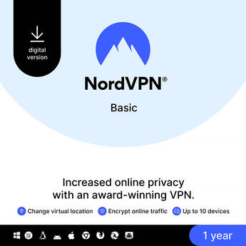 NordVPN Basic VPN Service (10 Devices, 1-Year Subscription) NVB1C1Y-RLUS-E-BH