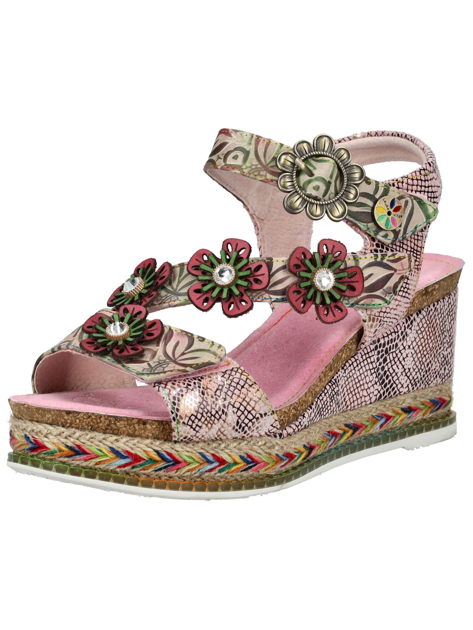 Keilsandalette LAURA VITA "LAURA VITA Sandalen Leder/Synthetik", Damen, Gr. 37, rosa (rose), Leder, Synthetik, Casual, Schuhe