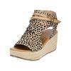 Keilsandalette BLOWFISH "Blowfish Sandalen Lederimitat/Textil", Damen, Gr. 41, braun (leopard), Lederimitat, Textil, casual, Schuhe