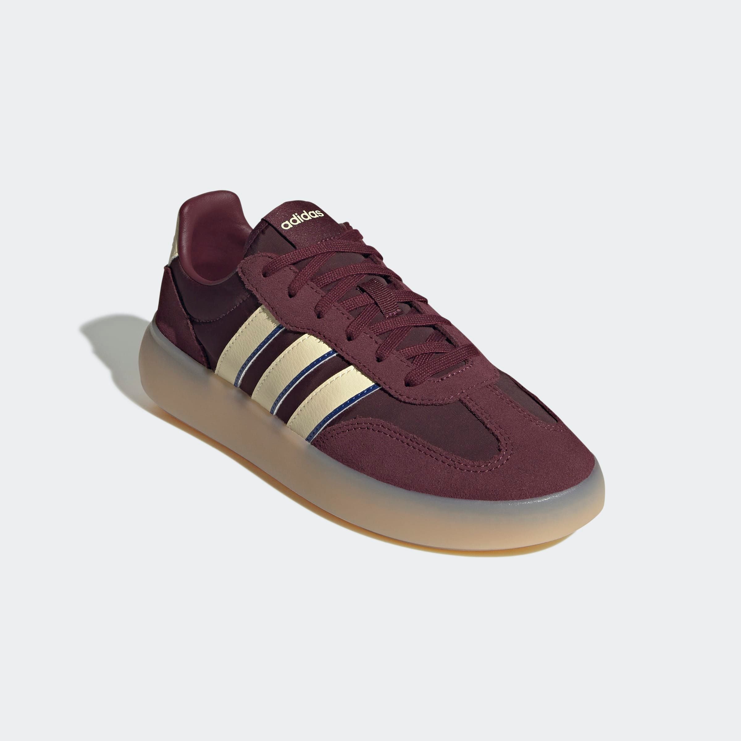 Sneaker ADIDAS SPORTSWEAR "BARREDA DECODE", Damen, Gr. 40, braun (maroon, warm vanilla, royal blau), Leder, Textil, Schuhe Sneaker, inspiriert vom Design des adidas Handball Spezial
