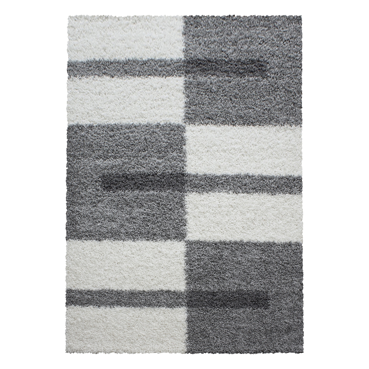 Teppich Hochflor Langflor Karo Kuschelig Waschbar Strapazierfähig Wohnzimmer Schlafzimmer Hellgrau 80x150 cm – WATZMANN von Kadima Design Image