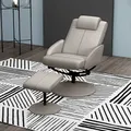 Fauteuil relaxant chaise TV 360 ° rotatif avec repose-pieds en gris, L78 × W67 × H98 cm, fauteuil confortable pour le salon