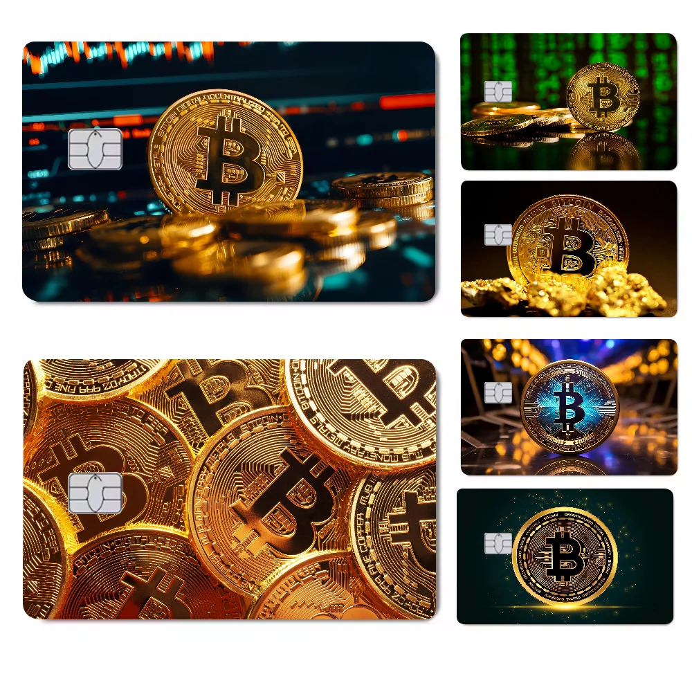 Bitcoin Logo Anime 4 stücke 1Set Kredit Debit Karte Aufkleber Party Aufkleber Dekoration Wasserdichte Kleine Chip Karte Haut Aufkleber Image