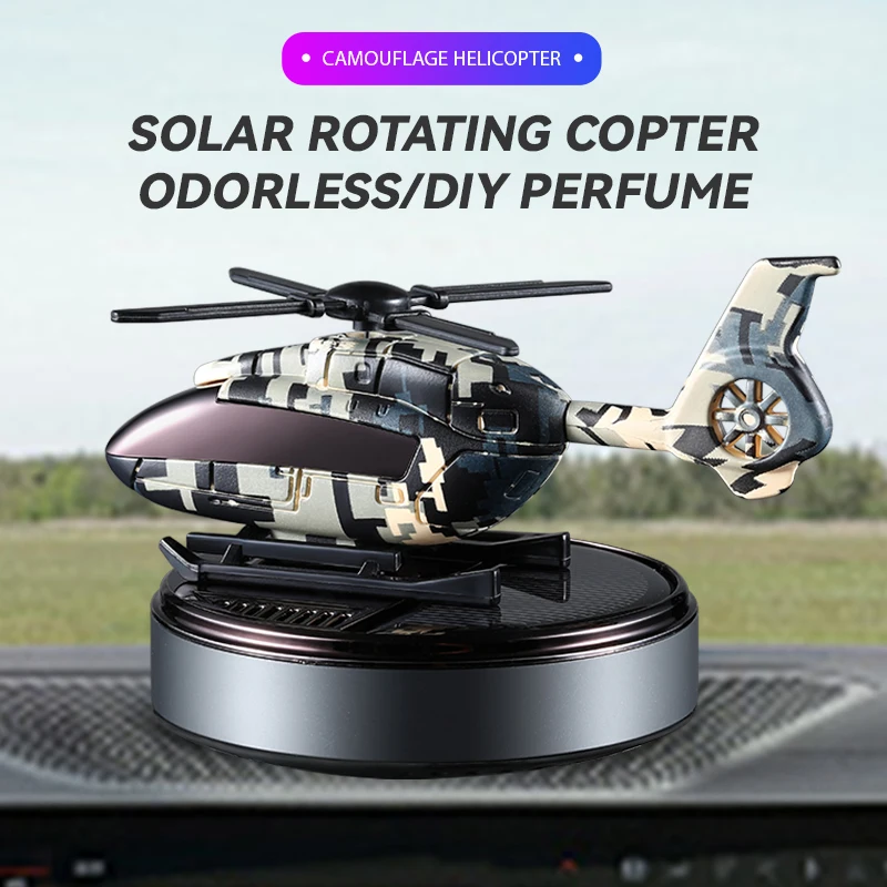 Kein Parfüm, DIY-Duft, rotierender Hubschrauber, Solarenergie, Auto-Lufterfrischer, Ornamente, Dekorationen, Zubehör, Aromadiffusor für Männer Image