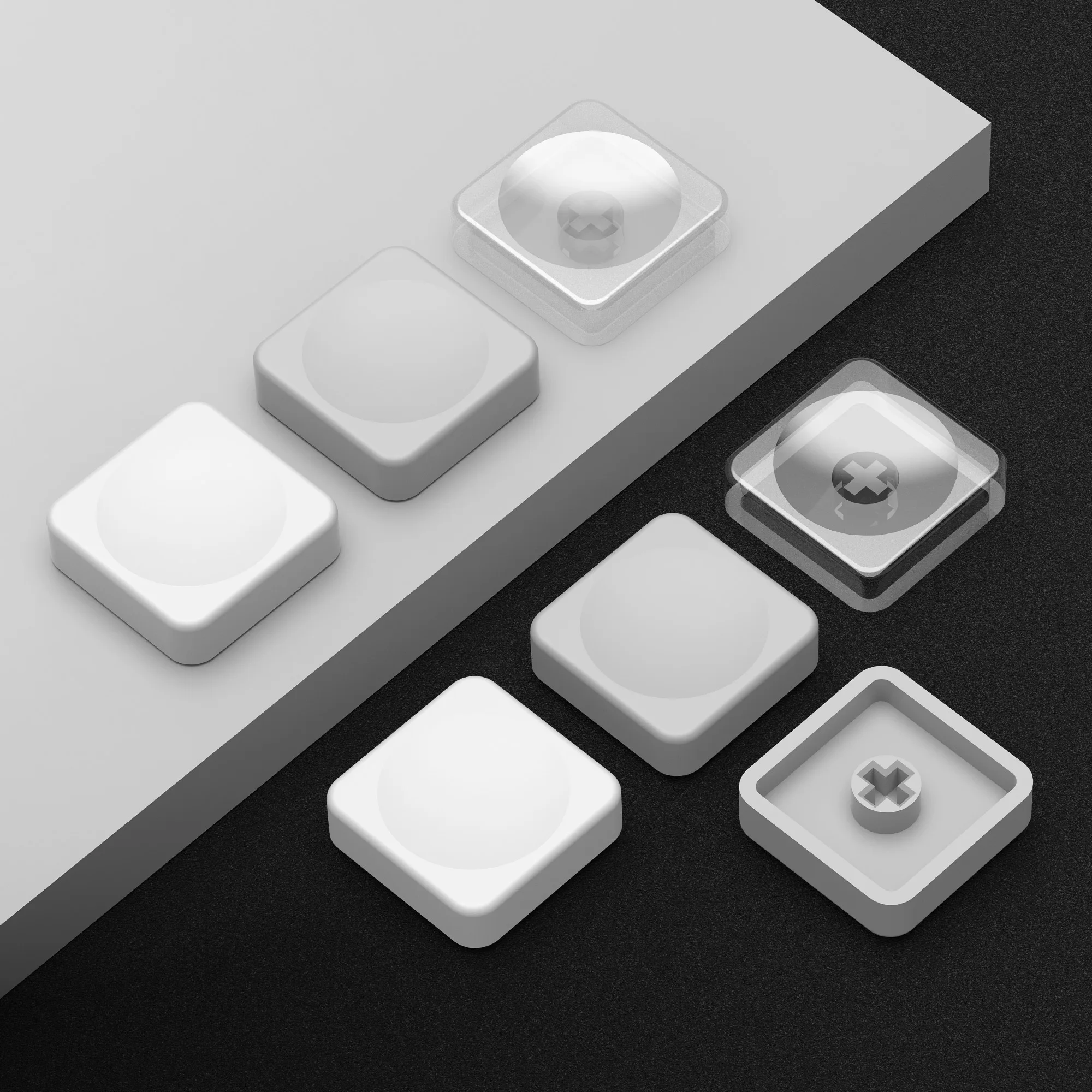 Chosfox 5/10/30/50 Stück CFX Low Profile PBT Tastenkappen für MX Switch mechanische Tastatur Ultradünne weiße graue transparente Tastenkappe Image