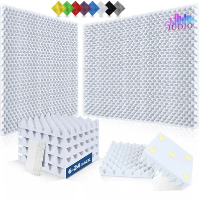 Acoustic Treatment White 6/12/24 Pcs, Acoustic Foam Fireproof Soundproofing Sponge, Soundproof Foam Studio Home Sound-Absorbing