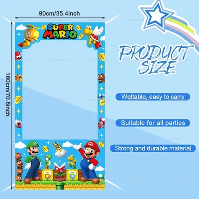 90x180cm Disney Super Mario Photo Booth Photo Frame Props Luigi Photo Children's Birthday Decoration Shooting Background Cloth
