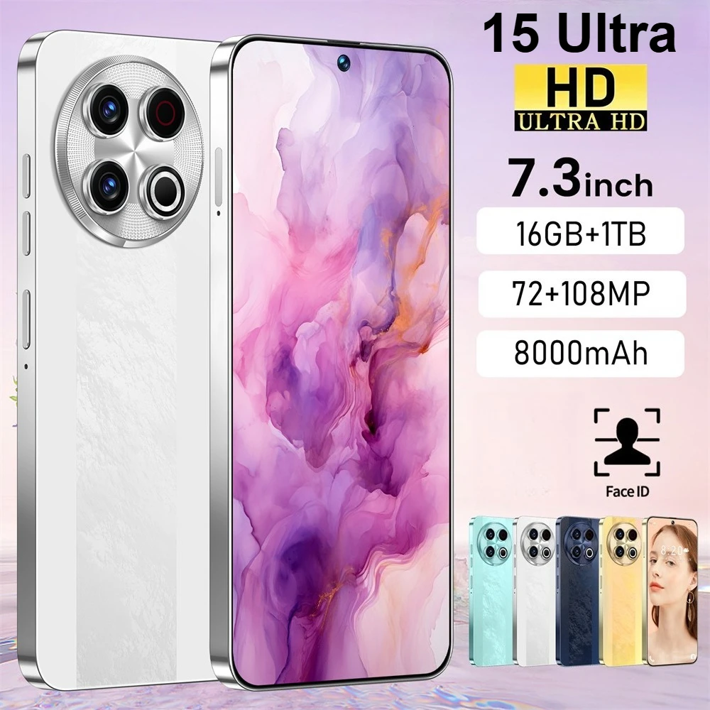 NUOVO 15 Cellulari Ultra Originali 4G Versione Globale 5G Dual Sim Cellulare da 7.3 pollici HD Telefoni Cellulari Android Smartphone 7800mAh