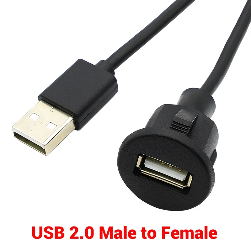 Auto Armaturenbrett Unterputzleitung USB 2.0 Port Panel Verlängerungskabel Stecker auf Buchse Single Port Line Waterp Adapter Image
