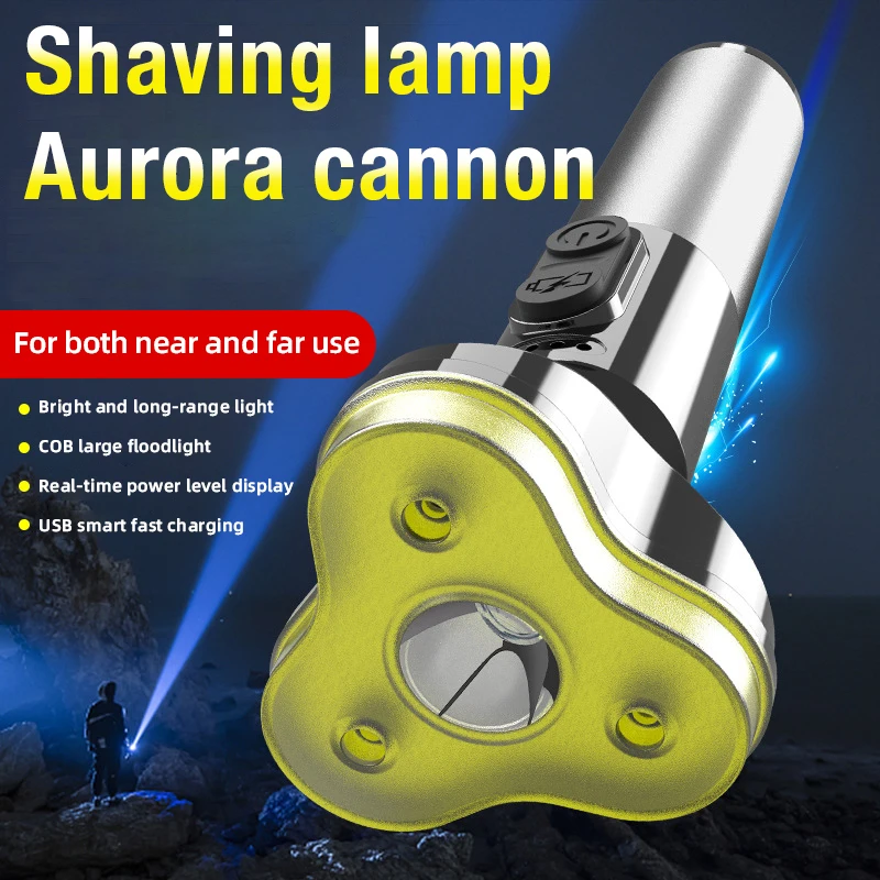 Die handgehaltene Taschenlampe mit großer Kapazität unterstützt eine Vielzahl von Beleuchtungsmodi zur Einstellung des wiederaufladbaren USB-Aluminiumgehäuses. Image