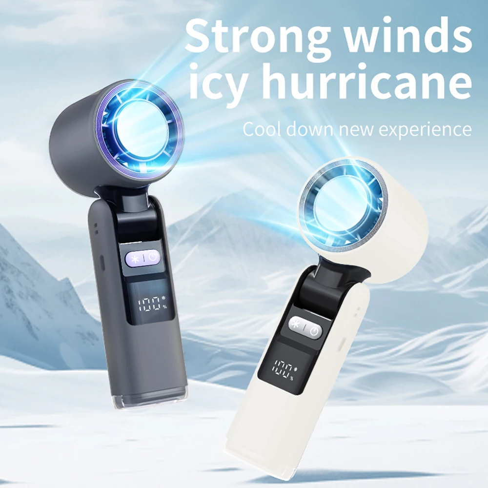 Tragbarer Handventilator mit Eiskompressfunktion und Taschenlampenfunktion, Kühler, 199 Geschwindigkeiten, perfekt für Reisen, hohe Geschwindigkeit ​ USB-Lüfter Image