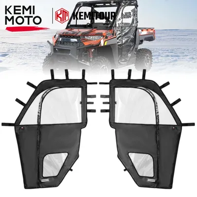 KEMIMOTO UTV Zipper Upper Soft Doors Compatible with Polaris Ranger XP 1000 2017-2023 Water-Resistant Cab Enclosure Upper Doors