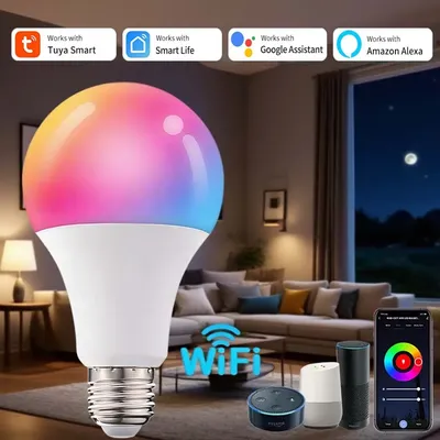 E27 LED Smart Bulb 10W 15W 20W Tuya WiFi Dimmable LED Voice Control Bulb AC 220V 110V RGB Lamp Support Alexa Google Home