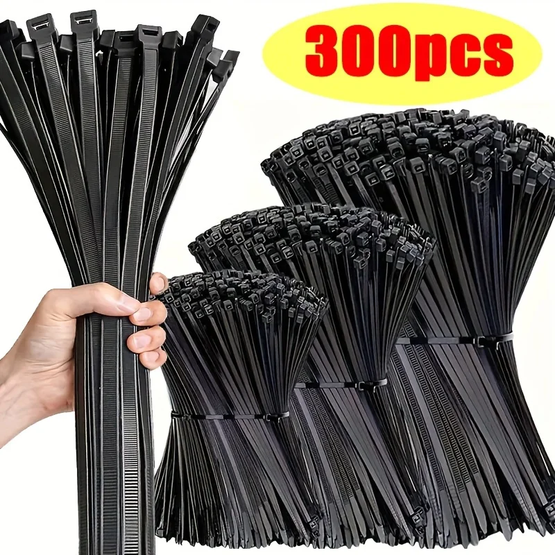 300 Stück robuste Nylon-Spanngurte | Wasserdicht und rutschfest – Organizer für Outdoor-Kabel, Garten- und Heimorganisation Image