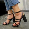 FashionSummer Damen Weiße High Heel Sandalen Einfache Sandalen Karree Offene spitze Riemen Frauen Sandalen Damen Schuhe