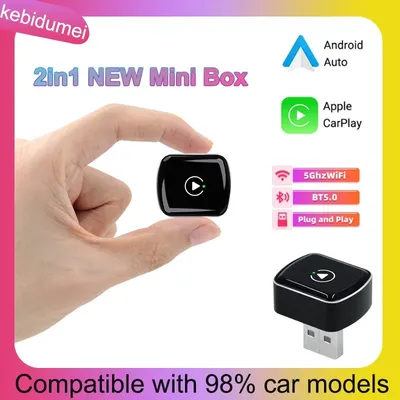 2 in1 Wired to Wireless CarPlay Android Auto Adapter AI Smart Box USB Dongle Smart Mini Box Plug And Play For VW Toyota Nissan