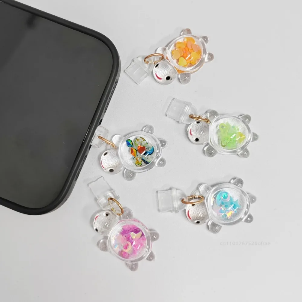 Leucht Schildkröte Staub Stecker Charme Frauen Mode Telefon Lade Port Stecker Für iPhone Typ C Staub Schutz Kappe Anhänger Für AirPods Image