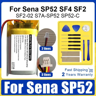 Brandneuer Akku für Sena SP52 SP52-C SF4 SF2 SF2-02 S7A-SP52 Motorrad Bluetooth Headset Helm Intercom 3,7 V 1280 mAh Image