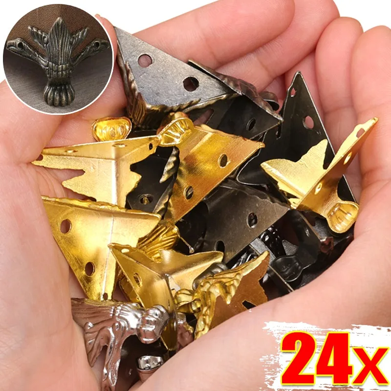4/24x Antiker Eckenschutz Metall Messing Schmuck Truhe Box Holzkiste Dekorative Füße Bein Hardware Halterung Eckenschutz