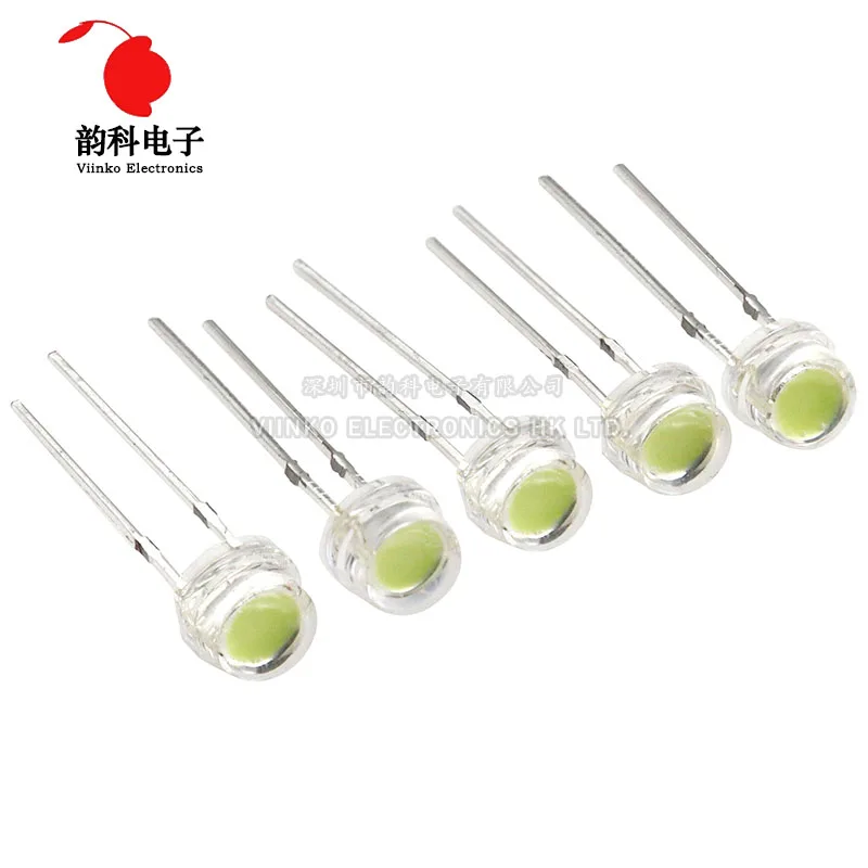 50 stücke Weiß 5mm F5 Stroh Hut LED Kronleuchter Kristall Lampe Perlen Super Helle Große Core-Chip 6-7LM Licht emittierende dioden DIY