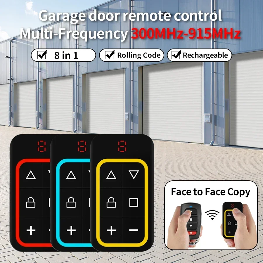 300-915MHZ Universal 8 in 1 Garage Remote Multifrequency Garage Door Gate Remote Control Duplicator Multi Brand Remote Control