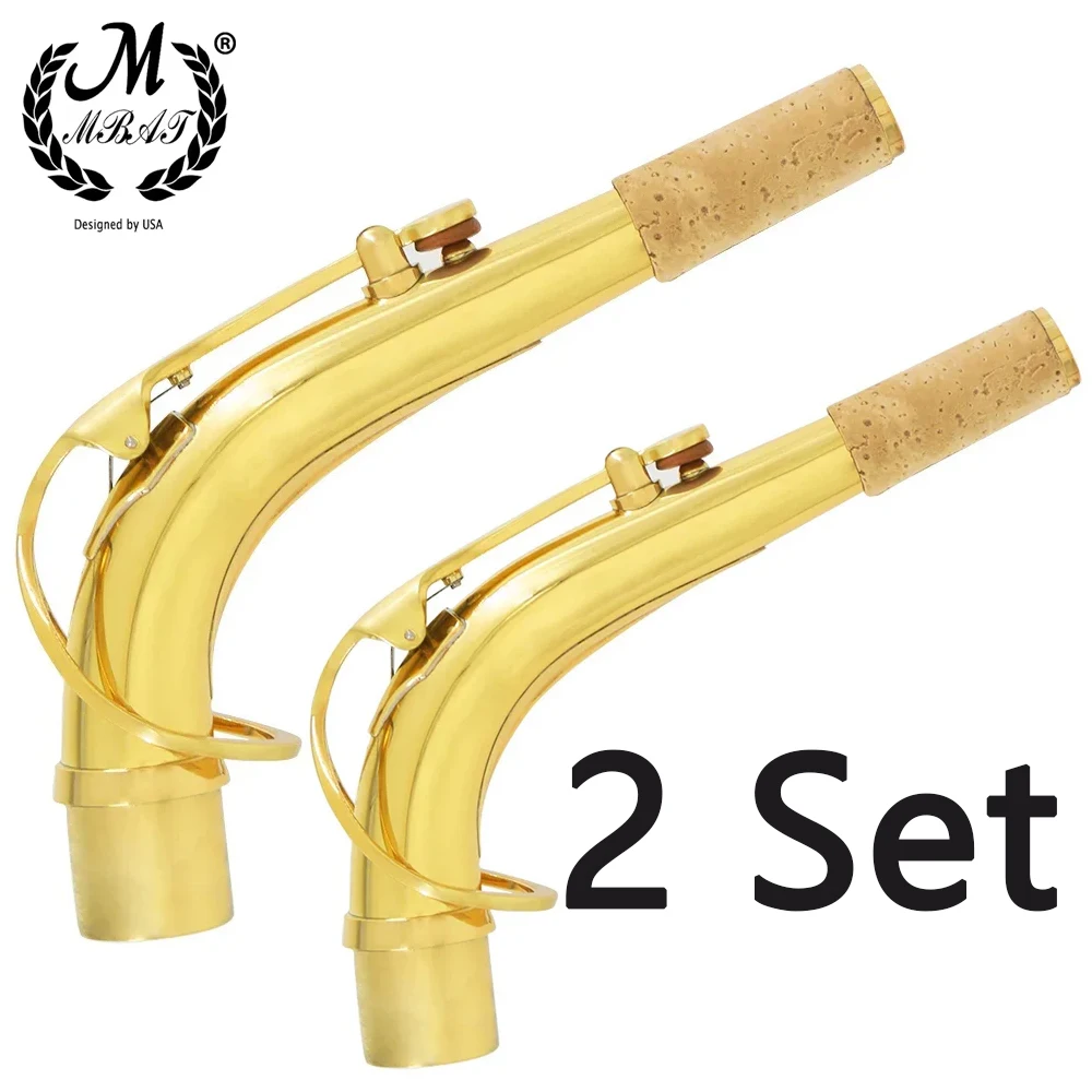 M MBAT Altsaxophon Hals Golden Messing Bend Neck für Altsaxophon Musikinstrument Teile Holzblasinstrument Zubehör Image