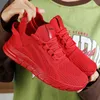 Neue Damenschuhe: Rote Joggingschuhe, gestrickt, zum Laufen, lässig, grün, One Step Stepping, Papa-Schuhe, Damen-Sportschuhe