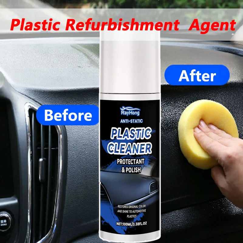 100 ml Auto-Kunststoff-Restaurator, Auto-Reinigungsprodukte, Kunststoff, Leder, Wiederherstellung, Autopolitur, Reparatur, Beschichtung, Erneuerer, Rücken bis Schwarz, Glanz Image