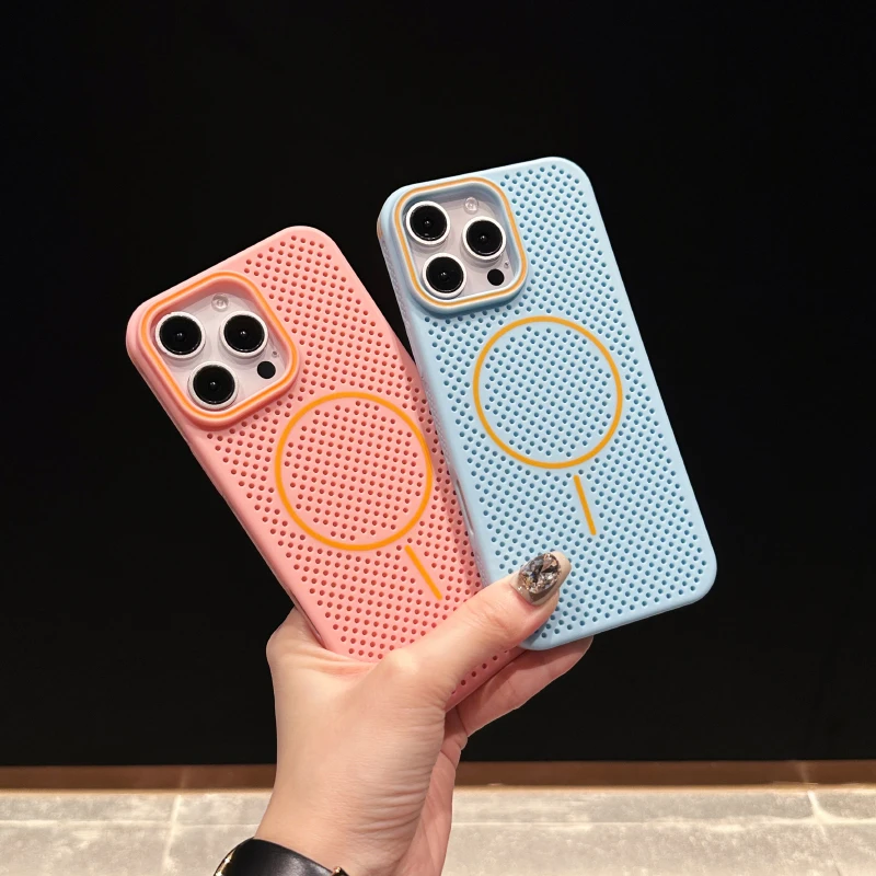 Für Magsafe Magnetische Drahtlose Lade Luxus Einfarbig Wärmeableitung Telefon Fall Für iPhone 16 Pro Max 14 12 13 15 pro Max Image