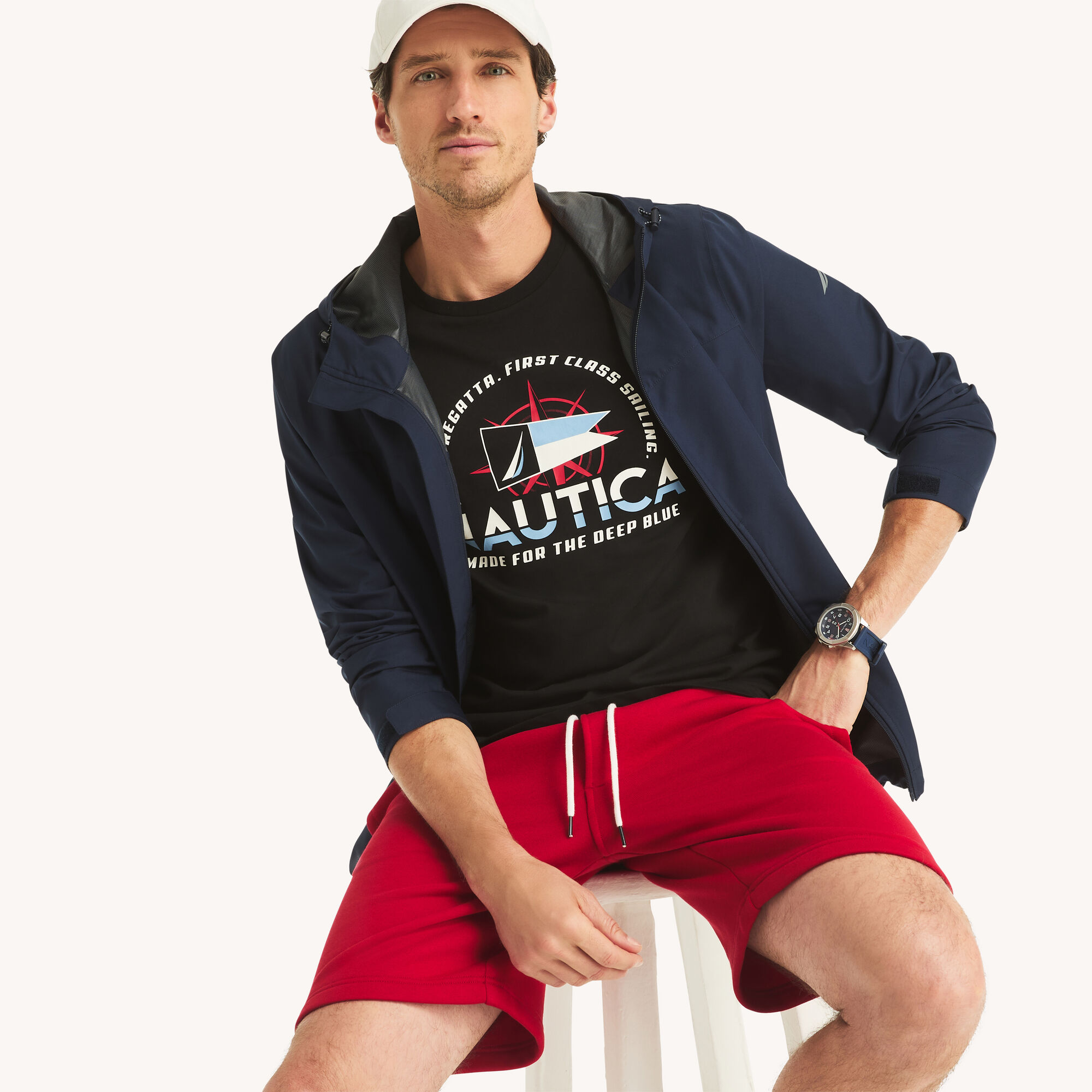 Nautica Men's Flag Graphic T-Shirt 018 (True Black), XXL