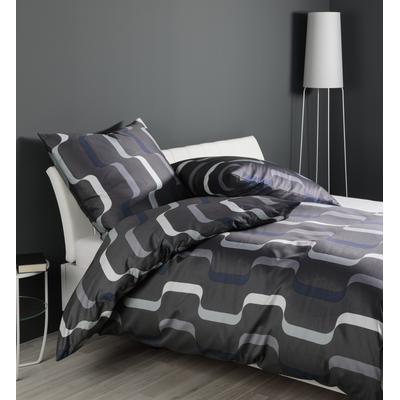 Bettwäsche JANINE "Mako-Satin87107 0", anthrazit blau, B/L: 135cm x 200cm, , Mako-Satin, B/L: 80cm x 80cm, Mako-Satin, Obermaterial: 100% Baumwolle, Bettwäsche, mit Reissverschluss Image