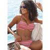 Bügel-Bandeau-Bikini LASCANA, Damen, Gr. 34, Cup C, orange (orange gestreift), Polyamid, gestreift, strukturiert, Glanzfaden, Bikini-Sets, mit goldfarbenen Glitzerstreifen