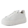 Plateausneaker TAMARIS, Damen, Gr. 37, weiß (weiß kombiniert), Leder, unifarben mit Farbeinsatz, sportlich, Schuhe, Freizeitschuh, Halbschuh, Schnürschuh mit Kontrastbesatz