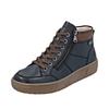 Plateausneaker REMONTE, Damen, Gr. 41, bunt (dunkelblau, braun), Leder, Lederimitat, unifarben mit Farbeinsatz, casual, Schuhe, Winterstiefelette, Casual Boots mit wasserabweisender TEX-Membran