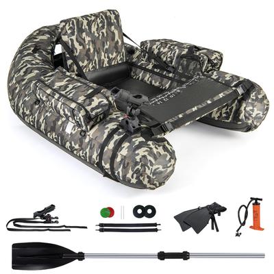 Gymax Inflatable Float Tube w/ Fish Ruler Rod Holder Storage Pockets