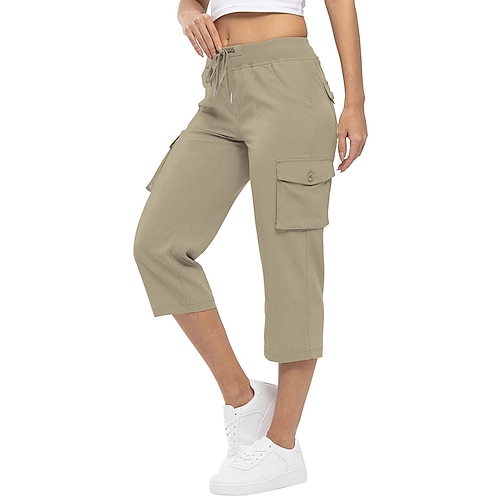 Per donna Pantaloni Cargo Pantaloni da escursionismo Estate Esterno Vestibilità regolare Traspirante Pantaloni Coulisse Tasca Nero Bianco Cotone Campeggio / Escursionismo Corsa S M L XL XXL