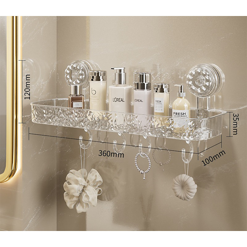 Light Luxury Style Punch-Free Storage Rack Suction Cup Corner Shelf Bathroom Triangle Organizer Wall Mounted No Drilling Washstand Rack for Toiletries and Essentials