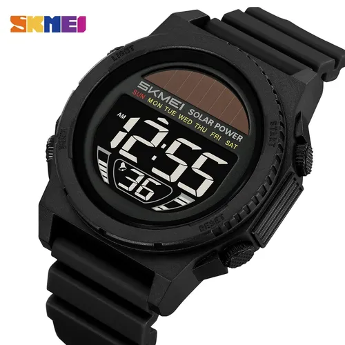 SKMEI décontracté énergie solaire sport montres électroniques pour hommes mode 5Bar étanche Chrono montre-bracelet montre numérique Reloj Hombre