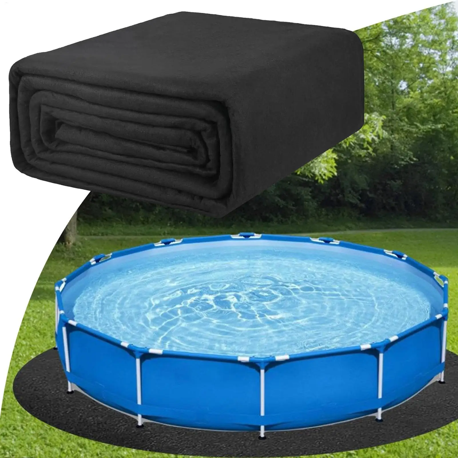 Coussin de revêtement de piscine rond de 18 pieds pour piscines hors sol, rembourrage robuste sous la piscine, tapis de revêtement de piscine écologique
