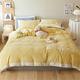 Cartoon Embroidery Warm Milk Velvet Four-piece Winter Thick Coral Velvet Soft Duvet Cover Double-sided Velvet Bedding (Color : Blue 6-piece suit, Size : 1.5m) (Yellow 3 piece Suit)