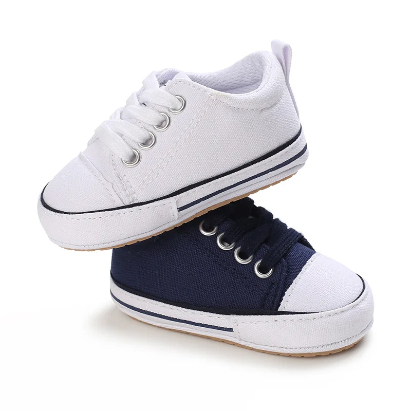 Somenie Neugeborene Babyschuhe für Frühling und Herbst, Jungen und Mädchen, Segeltuchschuhe für 0–1 Jahre alte Babys, Kleinkindschuhe mit weichen Sohlen und Schnürsenkeln Image